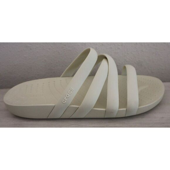 Crocs 208217-2Y2 Women's Sz 7 Bone/Off White Splash Strappy Slide Sandals - Picture 6 of 10